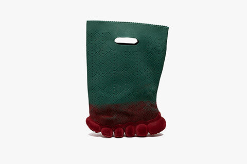 grounds LACE KNIT CLUTCH BAG DARK GREEN / BURGUNDY FLOCKY-side