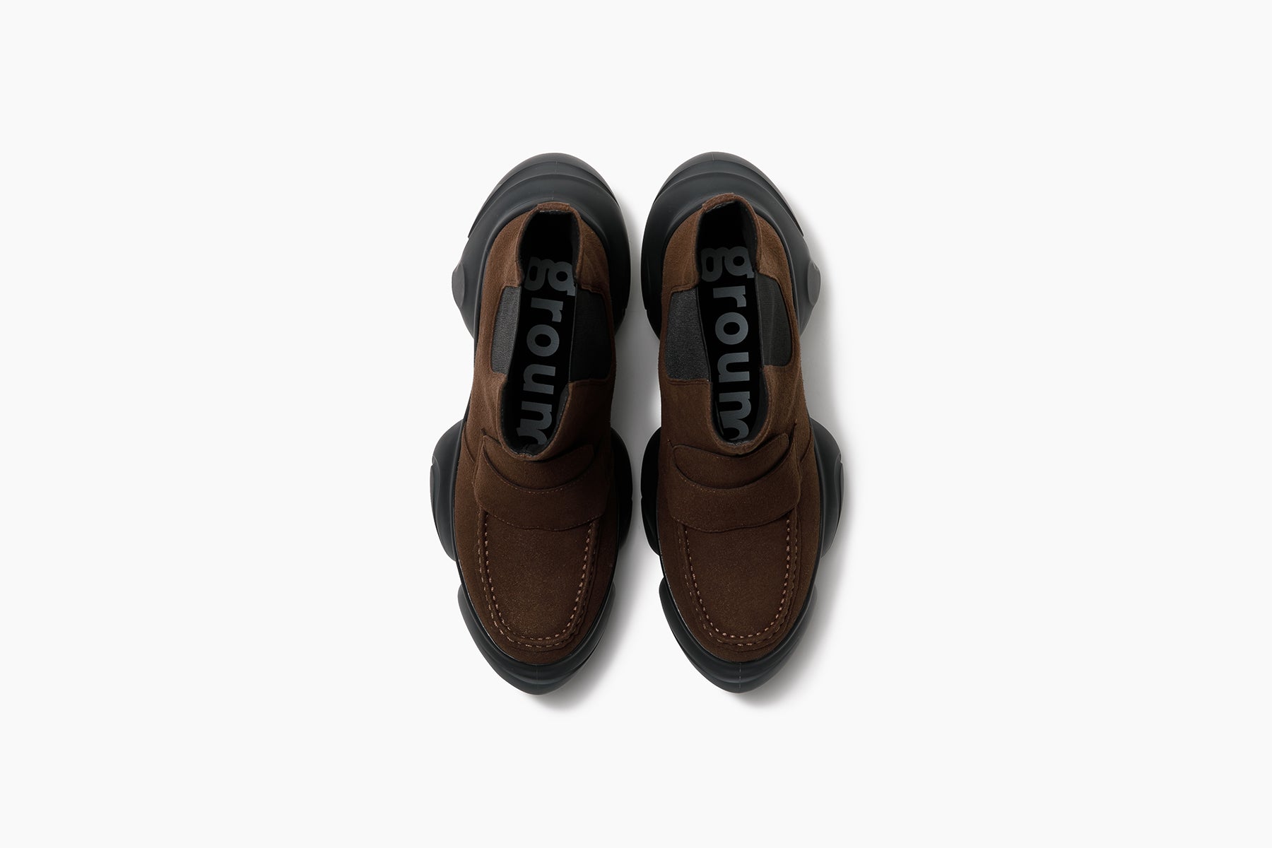 grounds LOOPIE LOAFER BOOTS BROWN SUEDE / BLACK MATTE