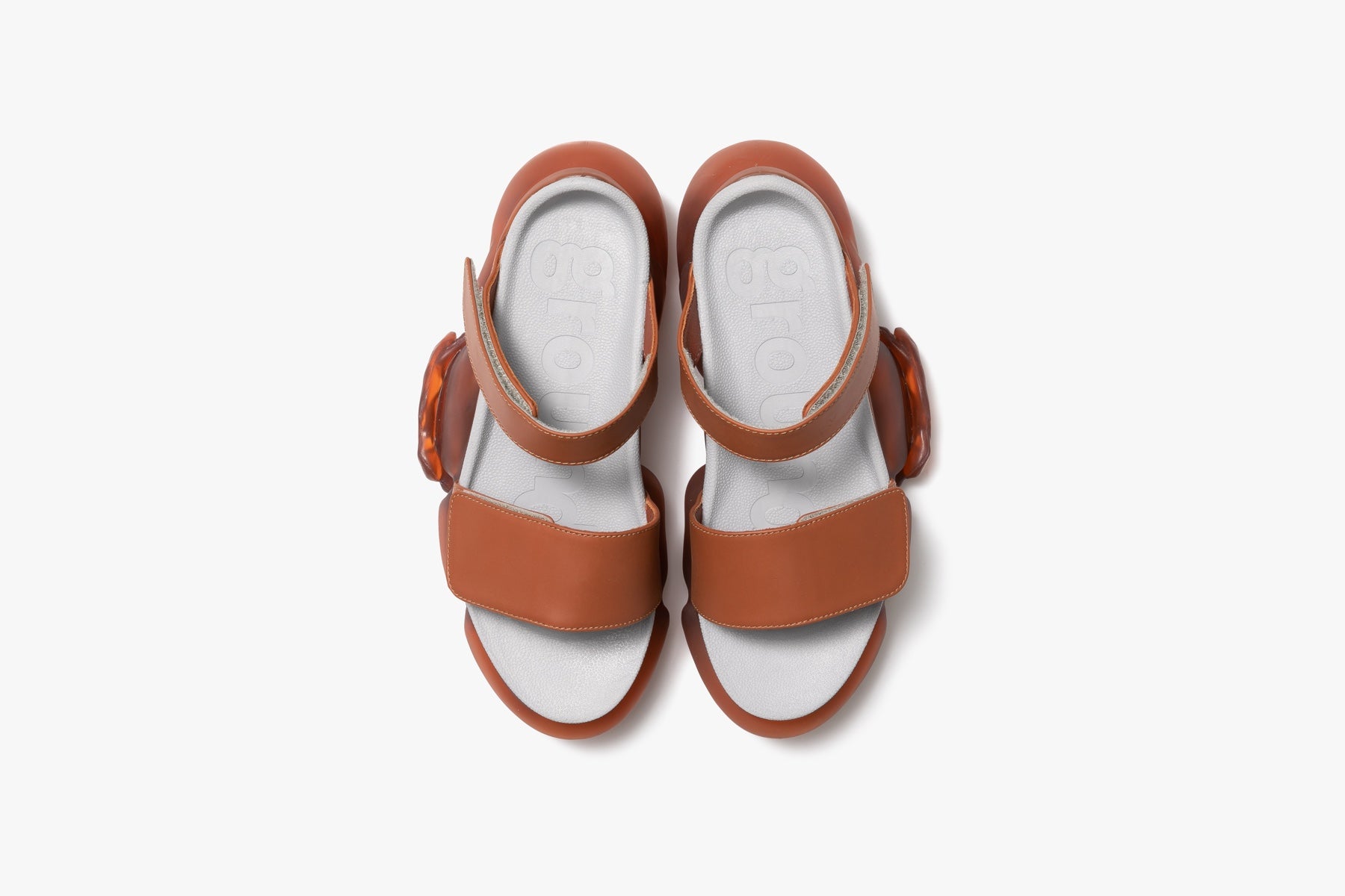 grounds MOOPIE LEATHER SANDAL BROWN / FROST BROWN